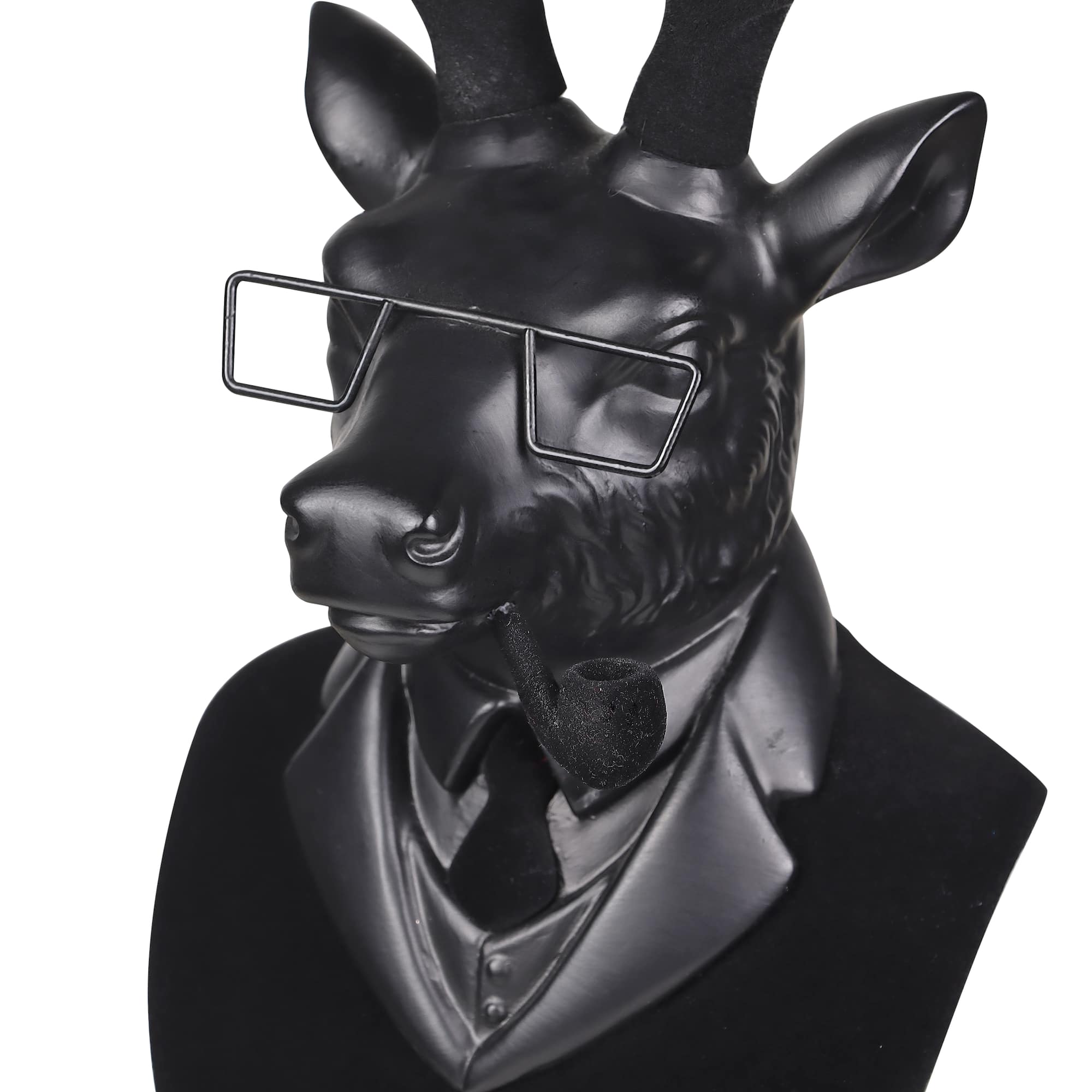 14" Black Reindeer Bust with Glasses & Pipe by Ashland®